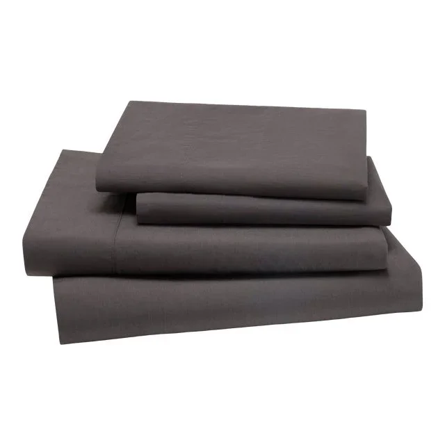 Lorimer Bedding King Flat Sheet in Coal