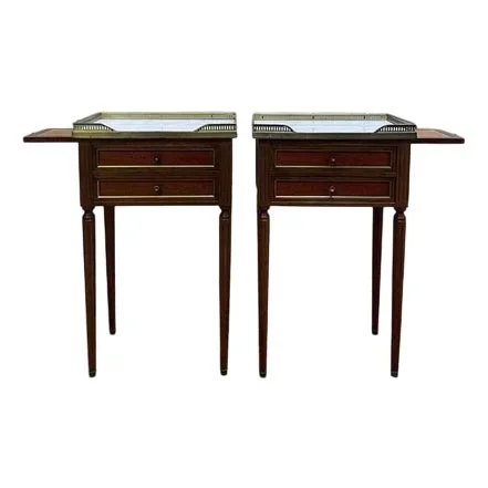 Louis XVi Bedside Tables with Pull-Out Drawer, Set of 2