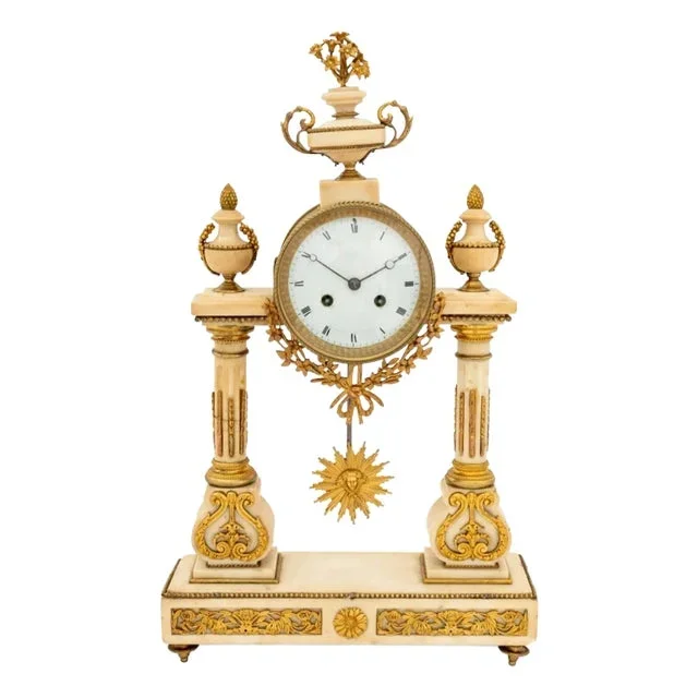Louis XVI Style Marble Portico Mantel Clock