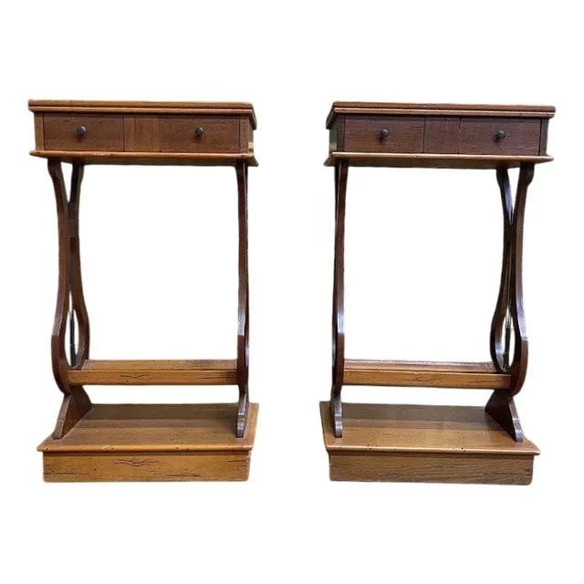 Lyre Bedside Tables, Set of 2