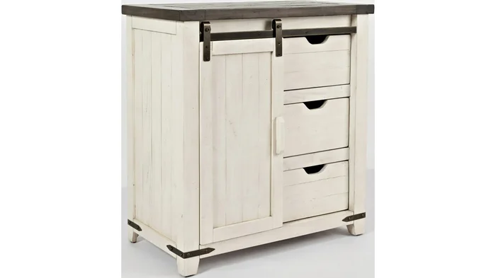 Madison County 32″ Barn Door Accent Cabinet – Vintage White 1706-32 by Jofran at Old Brick Furniture & Mattress Co.