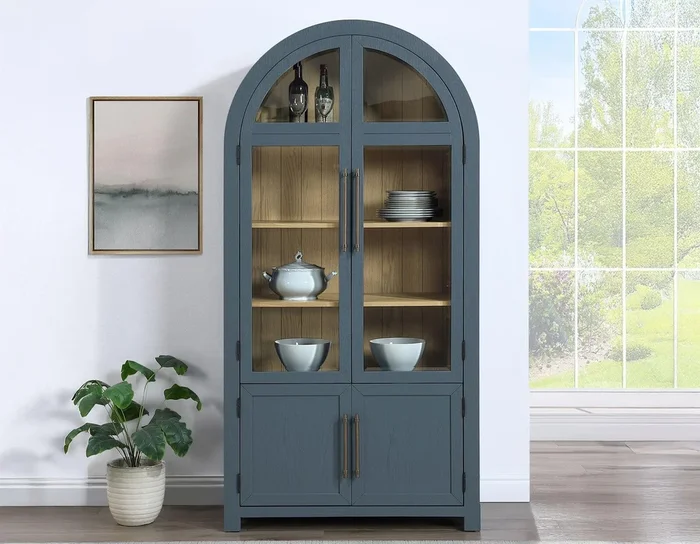 Magnolia Dusty Blue Curio with Weathered Sand Interior