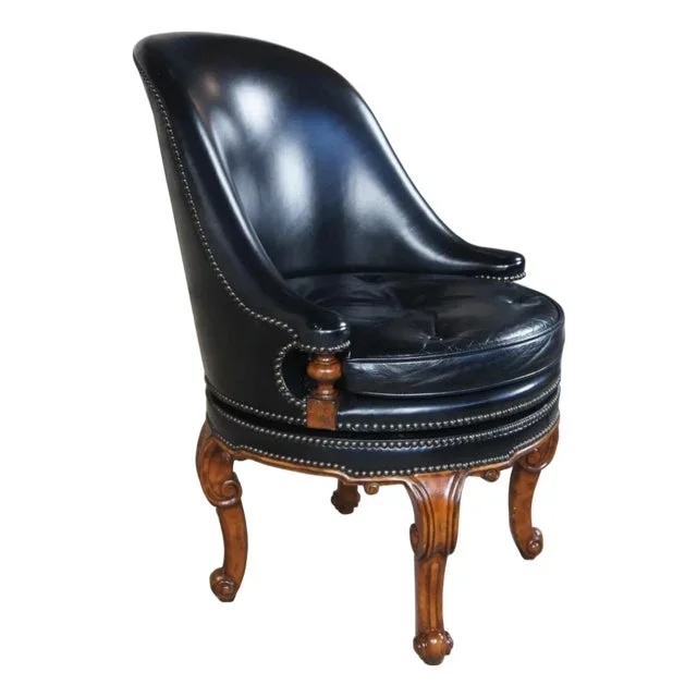 Maitland Smith Leather Chair Swivel Game Desk