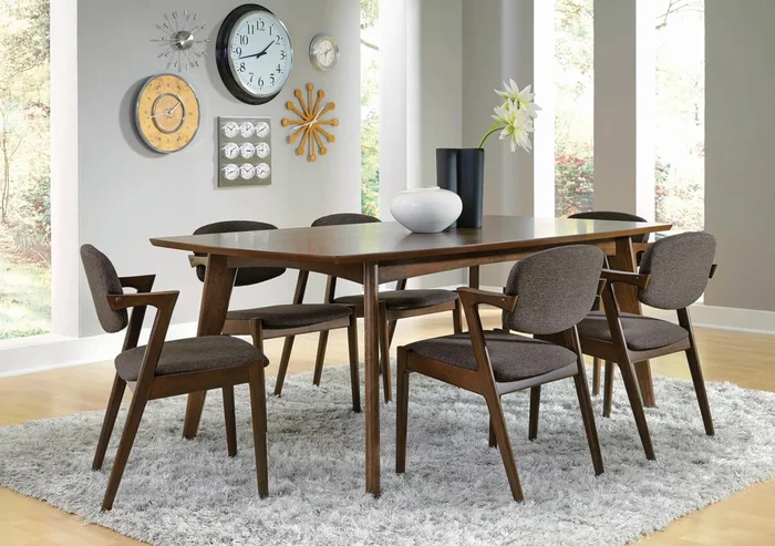 Malone 7-piece Rectangular Dining Set Dark Walnut and Grey