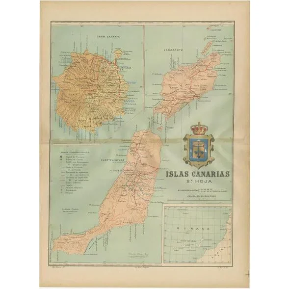 Map of Land and Sea in the Canary Islands, 1902