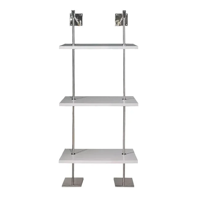 Marais 3-Tier White & Nickel Shelf 24″W