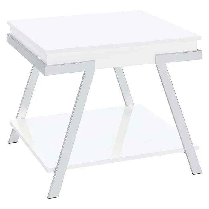 Marcia Rectangular Side End Table White High Gloss