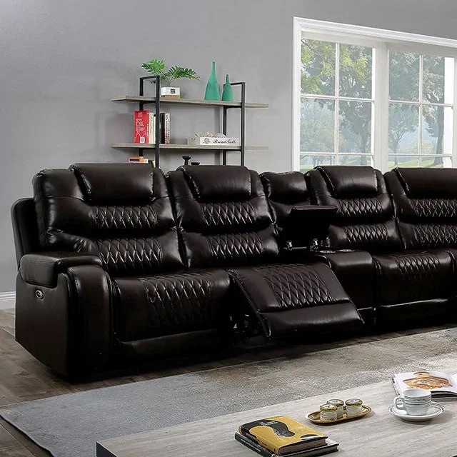 Mariah Power Sectional w/ Recliner Brown