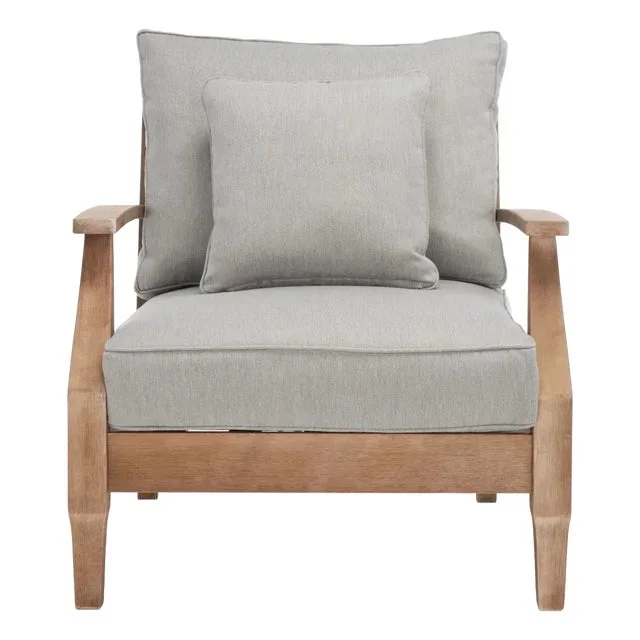 Martinique Wood Patio Armchair – Natural / Grey