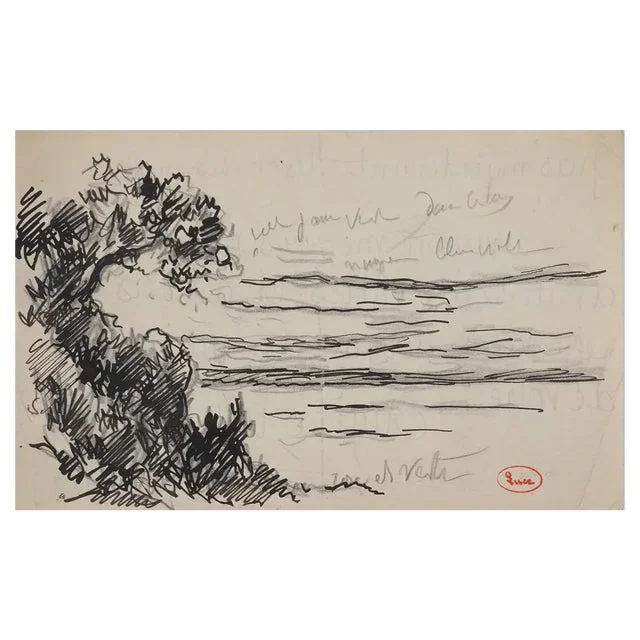 Maximilien Luce, Vegetation by the Sea, Original Mixed Media Drawing