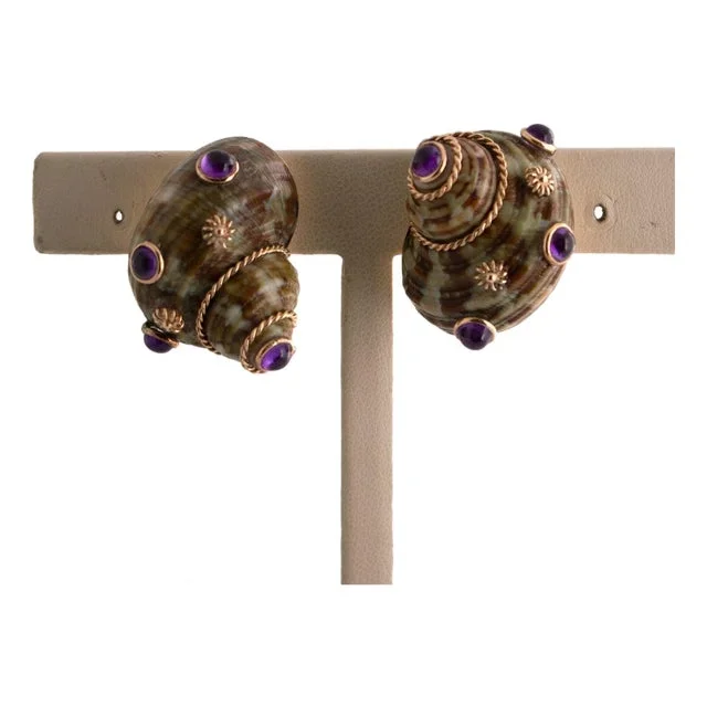 Mazza Amethyst Shell Earrings, A Pair
