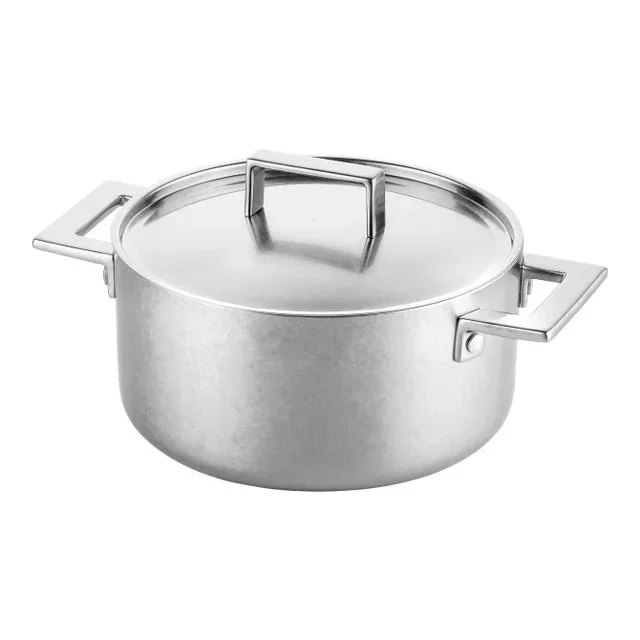Mepra Attiva 18/10 Stainless Steel and Pewter Finish 8″ Casserole Pan With Handles and Lid