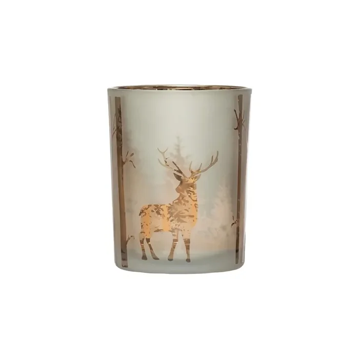 Mercury Glass Candle Holder with Laser Etched Scene XS1004 by Creative Co-Op at Old Brick Furniture & Mattress Co.