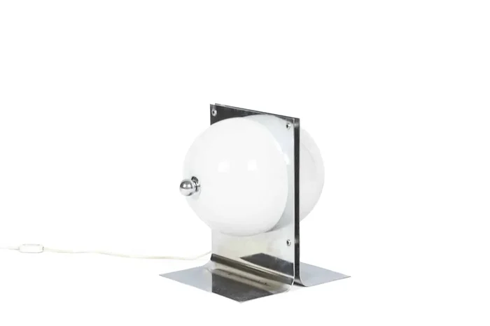 Metal and Opaline Lamp, 1970s