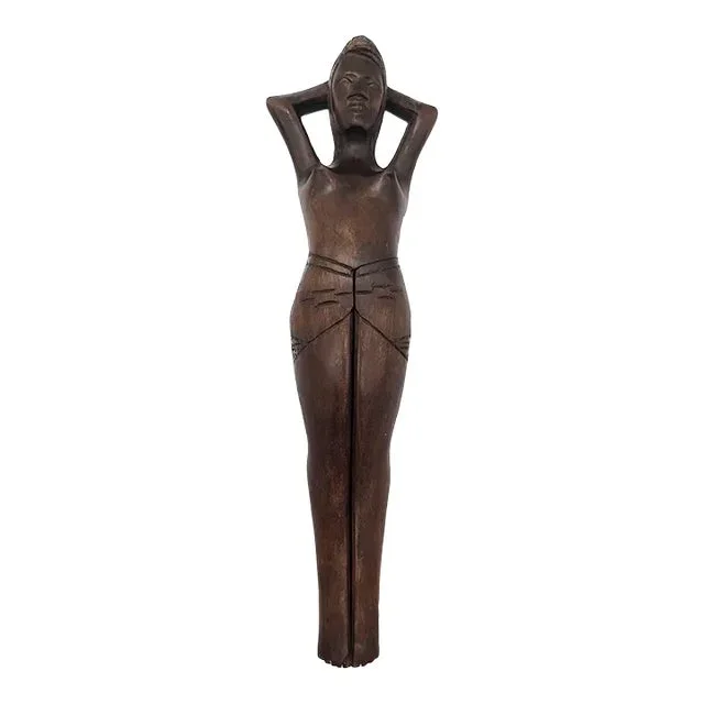 Mid 20th Century Carved Mahogany Figural Wood Nutcracker
