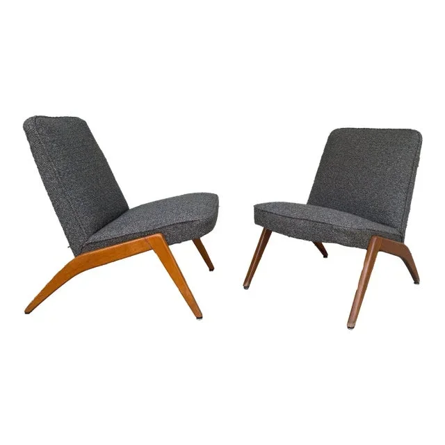 Mid 20th Century Pair of Vintage Mid Century Modern Swedish Slipper Chairs