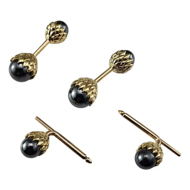 Mid 20th Century Tiffany & Co. Schlumberger 14k & Hematite Acorn Cufflink & Shirt Stud Set – 4 Pieces