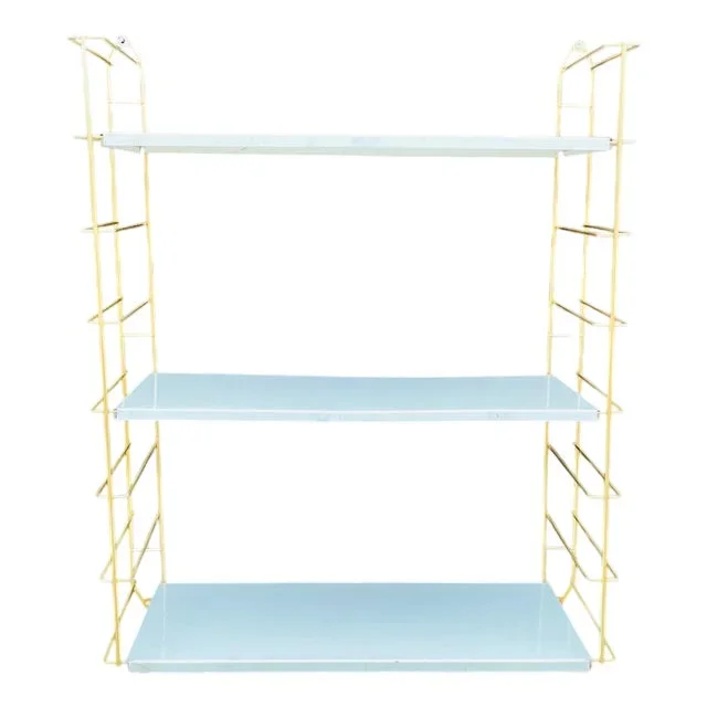 Mid-Century Modern Adjustable Brass and Metal Wall-Mounted Shelf, 1960s