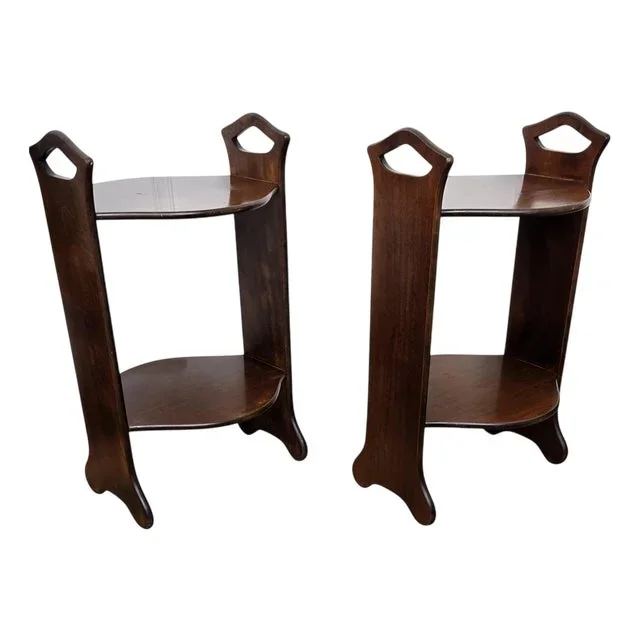 Mid-Century Modern Italian Wood Nightstands, 1950s, Set of 2