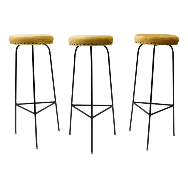 Mid-Century Modern Minimalistic String Bar Stools, 1950s, Set of 3