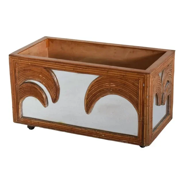 Mirror and Bamboo Planter from Vivai Del Sud, 1970