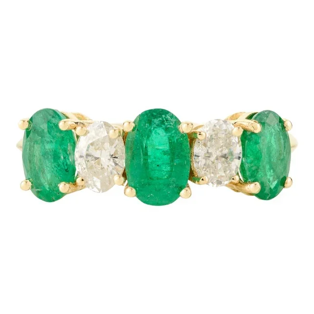 Modern Emerald Diamond Alternative Wedding Band Size 6