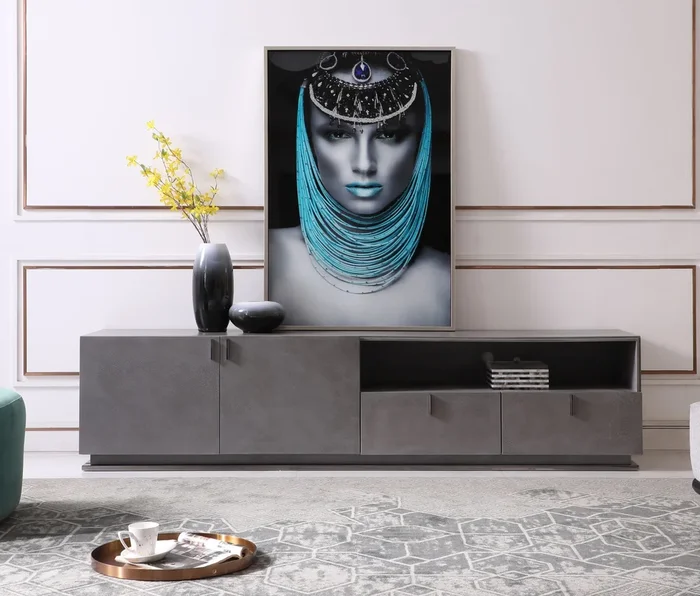 Modrest Buckley Modern Grey Crackle TV Stand