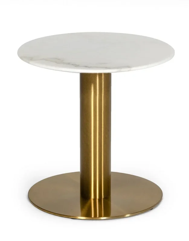 Modrest Fairway Glam White Marble and Brushed Gold End Table