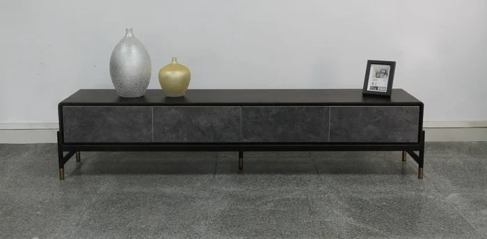 Modrest Gabrielle Contemporary Acacia & Gold TV Stand