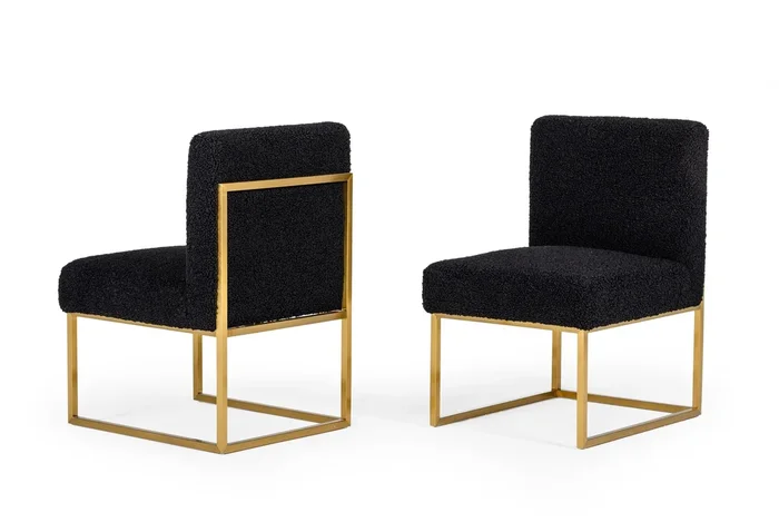 Modrest Garvin Glam Black and Gold Fabric Accent Chair