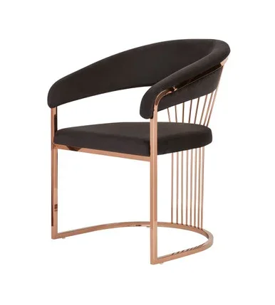 Modrest Linda – Modern Black Velvet and Rosegold Dining Chair / VGZA-Y429-RG-BLK-DC