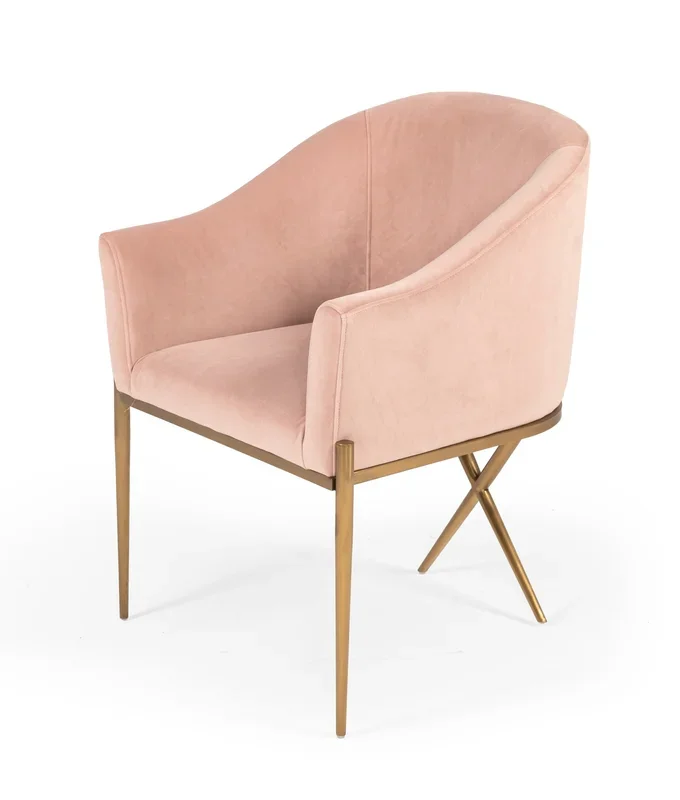 Modrest Mancos Modern Pink Velvet Accent Chair
