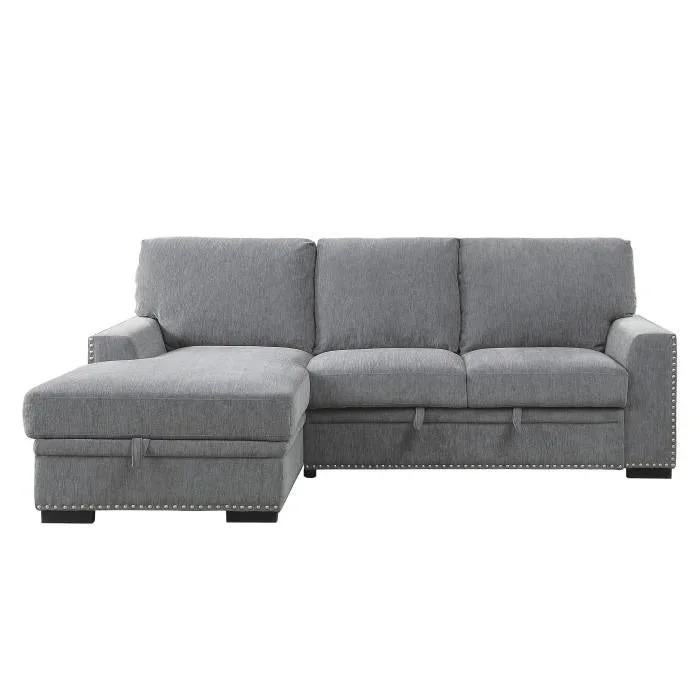 Morelia 2pc Sectional with Pull Out Bed and Left Chaise in Dark Gray