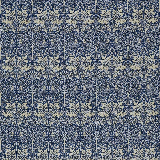 Morris & Co Brer Rabbit Fabric in Indigo/Vellum