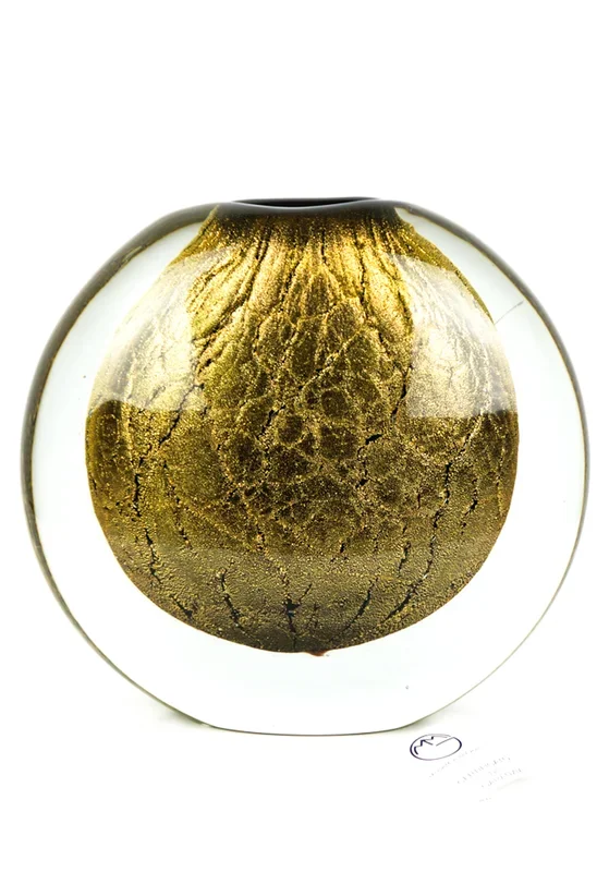 Napoli – Black Murano Glass Vase With Gold 24kt