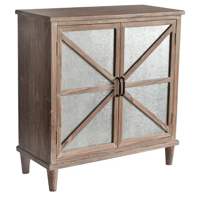 Newhart Rustic Wood and Galvanized Metal 2 Door Cabinet CVFZR5069 by Crestview Collection at Old Brick Furniture & Mattress Co.