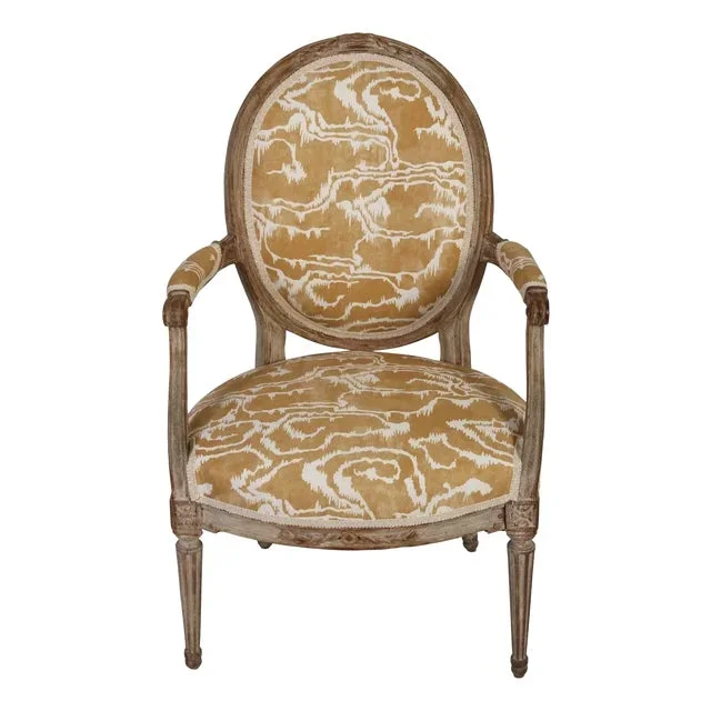 Newly Upholstered Paolo Moschino Fabric Louis XVI Style Chair