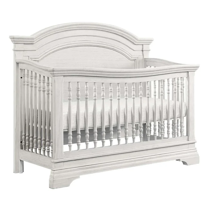 Olivia Arch Top 4-in-1 Convertible Crib – Brushed White OL-CR-2215NR-BWH+TR-2209GR-BWH+BR-2207RR-BWH by Westwood Baby at Old Brick Furniture & Mattress Co.