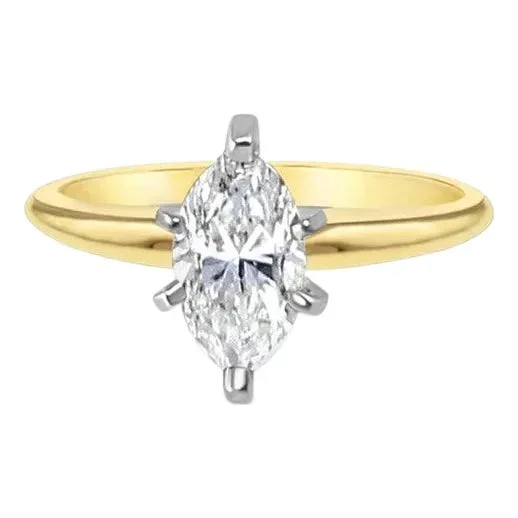One Carat Marquise Solitaire Diamond Engagement Ring, Size 5
