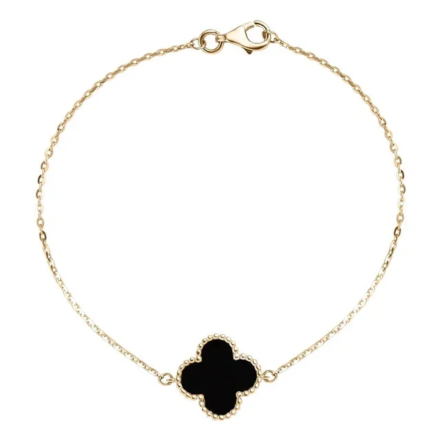 Onyx Flower Sealey Chain Bracelet for Valentine’s Day Gifting