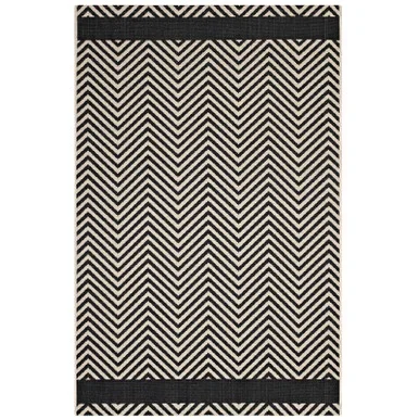Optica Chevron With End Borders 8×10 Indoor and Outdoor Area Rug / R-1141-810