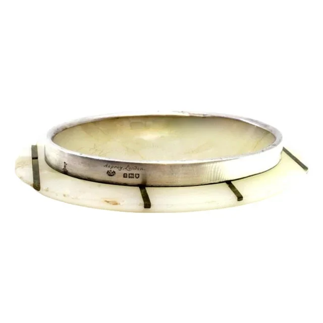 Oval Silver and Marble Soap Dish