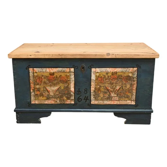 Painted Pine Chest, Eastern Europe, Late 19th Century