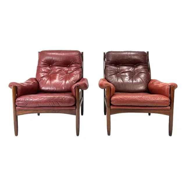 Pair of 1970’s Swedish Leather Lounge Chairs