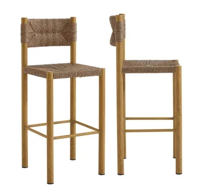 Parkland Outdoor Patio Rattan and Aluminum Bar Stools Set of 2 / EEI-6984