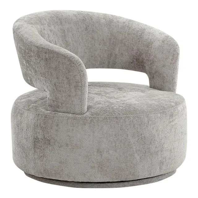 Pasargad Home Piagia Swivel Base Barrel Chair, Silver
