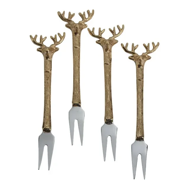 Peura Stag’s Head Cocktail / Cheese Forks, Set of 4