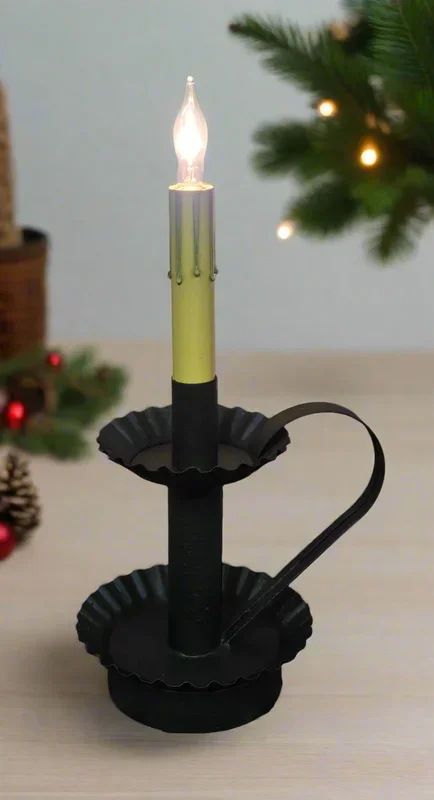 Plantation Candlestick Lamp Base in Textured Black