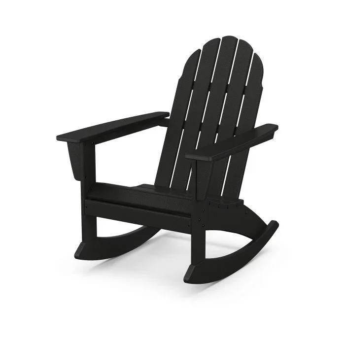 Polywood Vineyard Adirondack Rocking Chair in Black