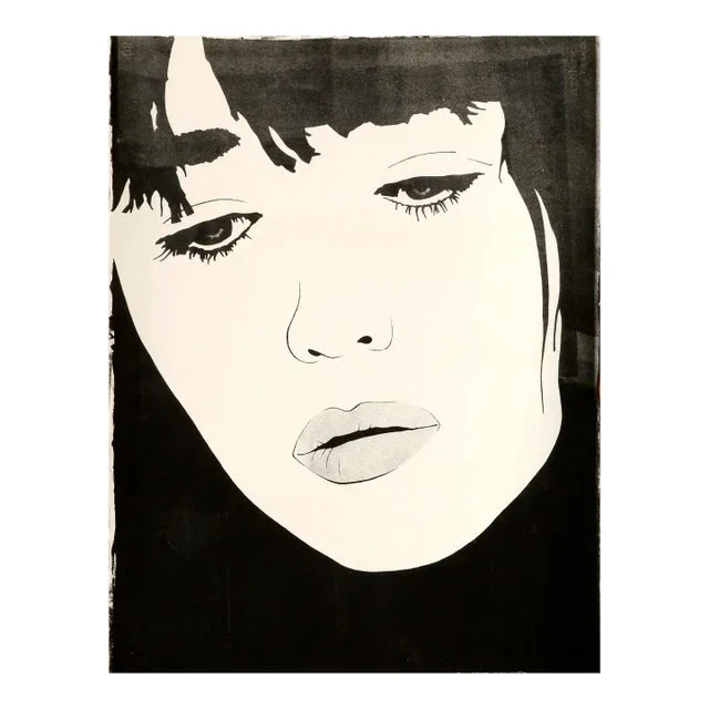 Pop Art Portrait of Kate Moss, Black & White Screen Print by Marc Foster Grant